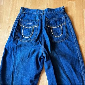Vintage High Waisted Blue Jeans Wide Leg Jeanetics Retro Hippie 70s 60s Flare